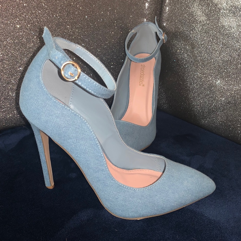 Denim Ankle Strap Pump